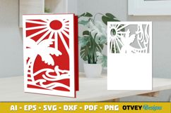 Beach Sunset Card Cover Paper Cut Product Image 2