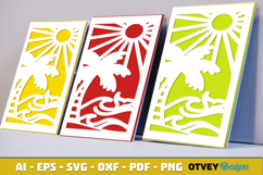 Beach Sunset Card Cover Paper Cut Product Image 1