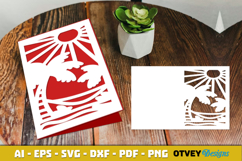 Beach Sunset Card Cover Paper Cut Product Image 4