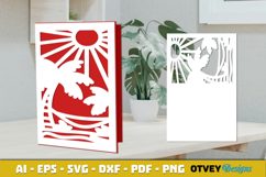 Beach Sunset Card Cover Paper Cut Product Image 2