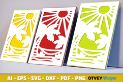 Beach Sunset Card Cover Paper Cut Product Image 3