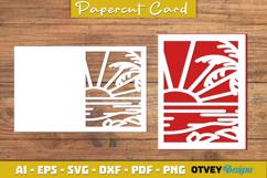 Beach Sunset Card Cover Paper Cut Product Image 4