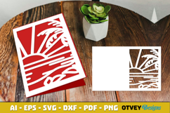 Beach Sunset Card Cover Paper Cut Product Image 1
