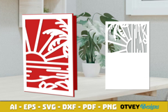 Beach Sunset Card Cover Paper Cut Product Image 2