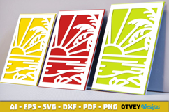 Beach Sunset Card Cover Paper Cut Product Image 3