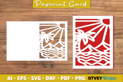 Beach Sunset Card Cover Paper Cut Product Image 3