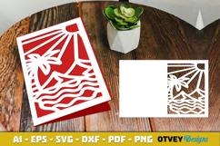 Beach Sunset Card Cover Paper Cut Product Image 4