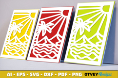 Beach Sunset Card Cover Paper Cut Product Image 2