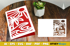 Beach Sunset Card Cover Paper Cut Product Image 4