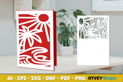 Beach Sunset Card Cover Paper Cut Product Image 2
