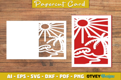 Beach Sunset Card Cover Paper Cut Product Image 4
