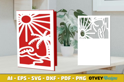 Beach Sunset Card Cover Paper Cut Product Image 2