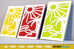 Beach Sunset Card Cover Paper Cut Product Image 3