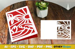 Beach Sunset Card Cover Paper Cut Product Image 1