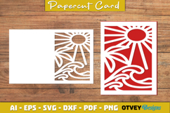 Beach Sunset Card Cover Paper Cut Product Image 3