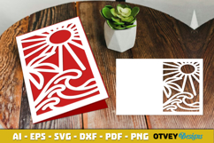 Beach Sunset Card Cover Paper Cut Product Image 4