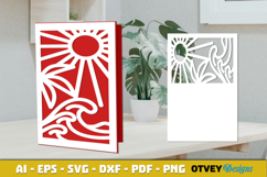 Beach Sunset Card Cover Paper Cut Product Image 2