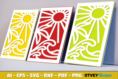 Beach Sunset Card Cover Paper Cut Product Image 1