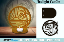 Beach Sunset Tealight Candle Holder Lasercut Product Image 1