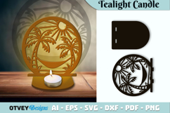 Beach Sunset Tealight Candle Holder Lasercut Product Image 1