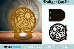 Beach Sunset Tealight Candle Holder Lasercut Product Image 1