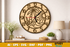 Wooden Beach Sunset Wall Clock Lasercut Product Image 4