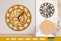 Wooden Beach Sunset Wall Clock Lasercut Product Image 3