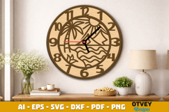 Wooden Beach Sunset Wall Clock Lasercut Product Image 4