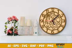 Wooden Beach Sunset Wall Clock Lasercut Product Image 2