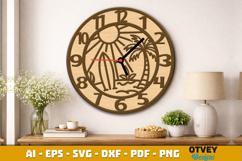 Wooden Beach Sunset Wall Clock Lasercut Product Image 4