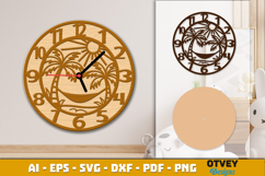 Wooden Beach Sunset Wall Clock Lasercut Product Image 3