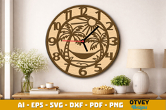 Wooden Beach Sunset Wall Clock Lasercut Product Image 4