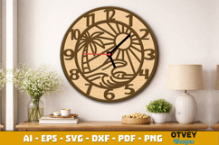 Wooden Beach Sunset Wall Clock Lasercut Product Image 4