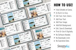 Editable Beach Vacation Surprise Trip Ticket Canva Template Product Image 4