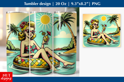 Retro Pinup Girl tumbler Beach tumbler 20oz, It&#039;s Beach time Product Image 1