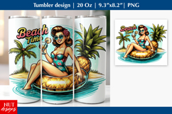 Retro Pinup Girl tumbler Beach tumbler 20oz, It&#039;s Beach time Product Image 1