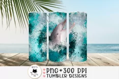 beach tumbler wrap for sublimation with a cute dolphin