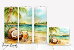 Beach Tumbler Wrap Vacation Sublimation Design