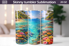 Tropical Coral Beach Tumbler | Ocean Paradise Sublimation Product Image 1