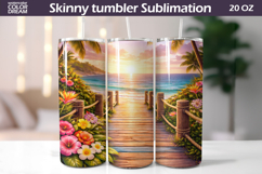 Tropical Sunset Pier Tumbler | Beach Paradise Sublimation Product Image 1