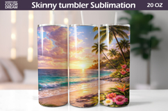 Tropical Sunset Beach Tumbler | Ocean Paradise Sublimation Product Image 1