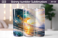 Ocean Wave Sunset Tumbler | Surf Beach Sublimation Product Image 1