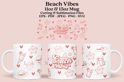 beach vibes summer coffee mug sublimation wrap glass mug wrap svg presized for 11oz and 15oz glass ready to cut and sublimation files