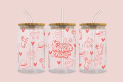 beach vibes summer libbey beer can glass full wrap svg presized template for 16oz and 20oz glass for Cricut Silhouette and sublimation