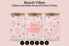 beach vibes summer libbey beer can glass full wrap svg presized template for 16oz and 20oz glass for Cricut Silhouette and sublimation