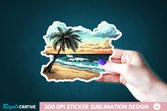 Beach View Sticker Clipart, Sticker PNG Clipart Product Image 1