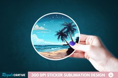Beach View Sticker Clipart, Sticker PNG Clipart Product Image 1