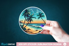 Beach View Sticker Clipart, Sticker PNG Clipart Product Image 1