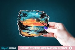 Beach View Sticker Clipart, Sticker PNG Clipart Product Image 1