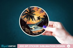 Beach View Sticker Clipart, Sticker PNG Clipart Product Image 1
